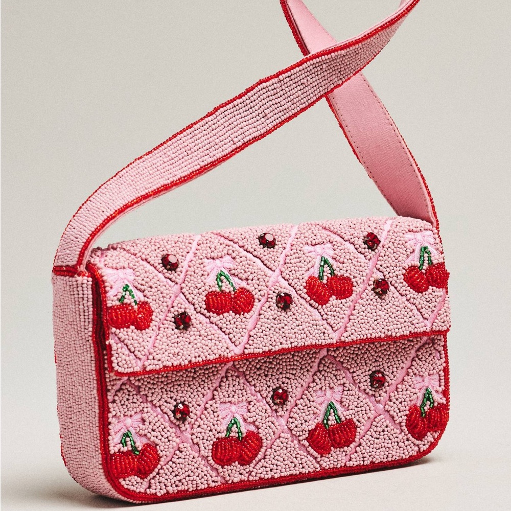 NWT Anthropologie Fiona Cherry Beaded Bag